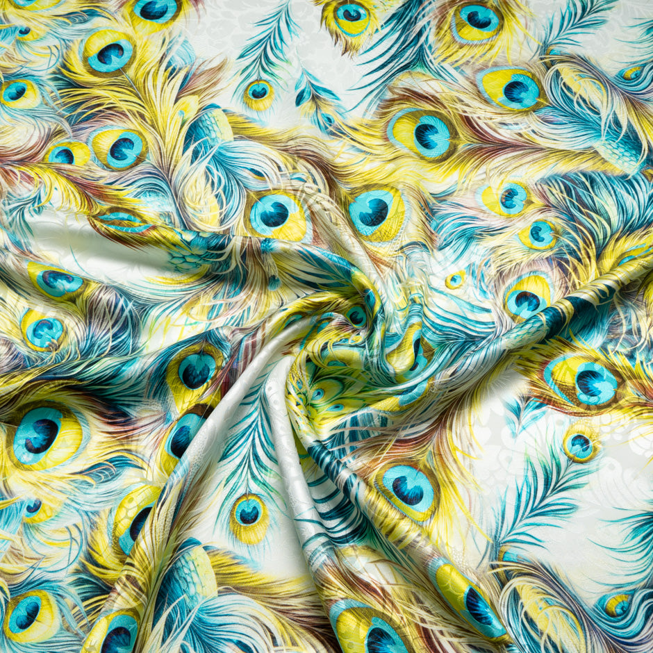 Peacock Feather Printed Silk Jacquard