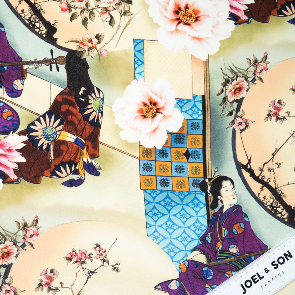 Chinoise Themed Printed Silk Crêpe de Chine