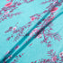 Pink Floral Printed Turquoise Lace Pure Silk Chiffon
