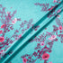 Pink Floral Printed Turquoise Lace Double Silk Crêpe