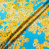 Yellow Floral Printed Blue Double Silk Crêpe