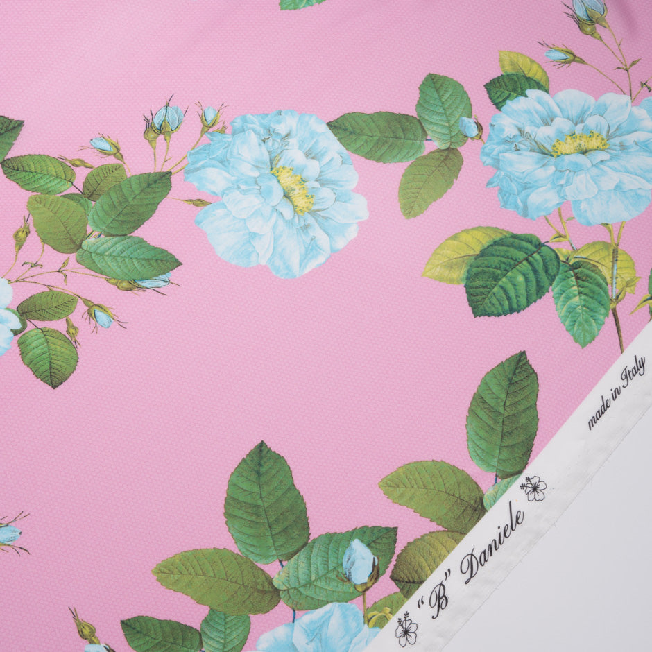 Floral Printed Candy Pink Pure Silk Chiffon