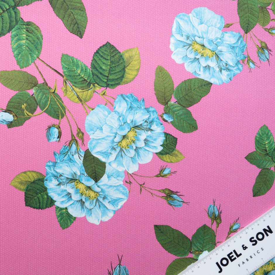 Floral Printed Candy Pink Double Silk Crêpe