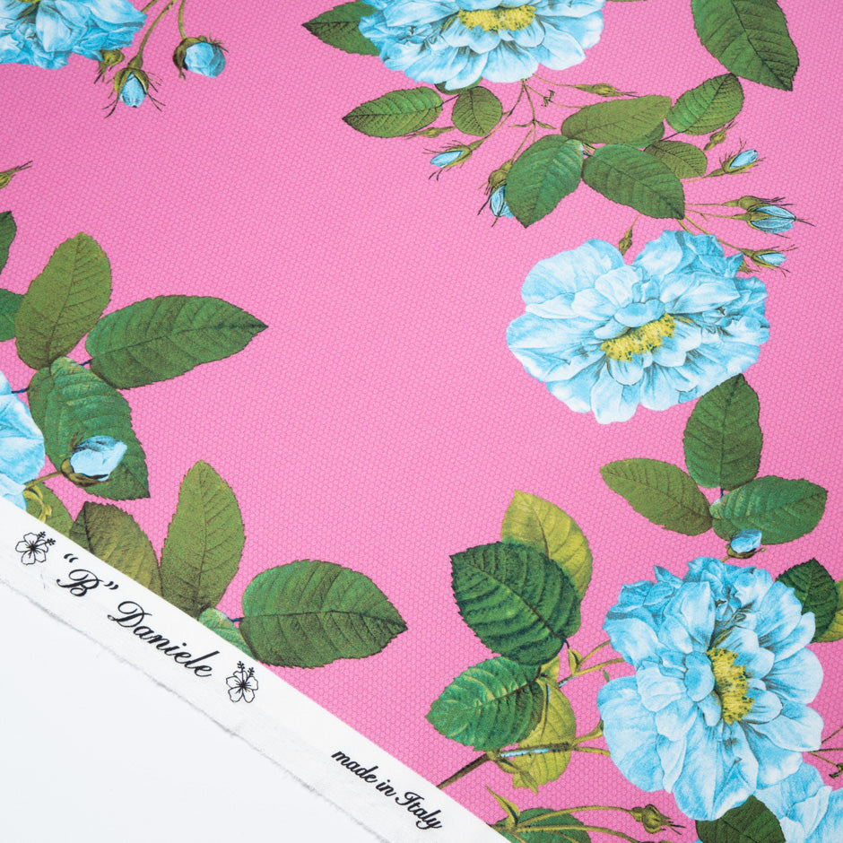 Floral Printed Candy Pink Double Silk Crêpe