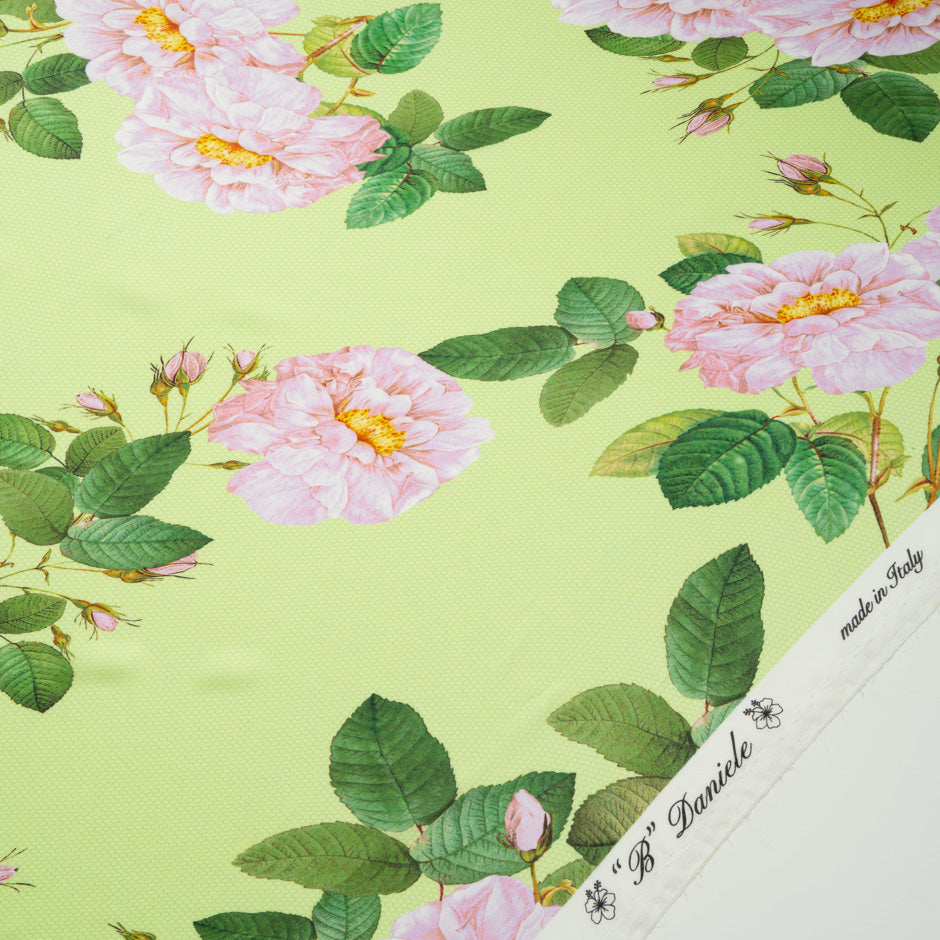 Floral Printed Lime Green Pure Silk Chiffon