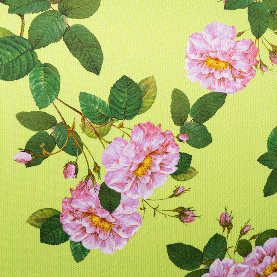 Floral Printed Lime Green Double Silk Crêpe