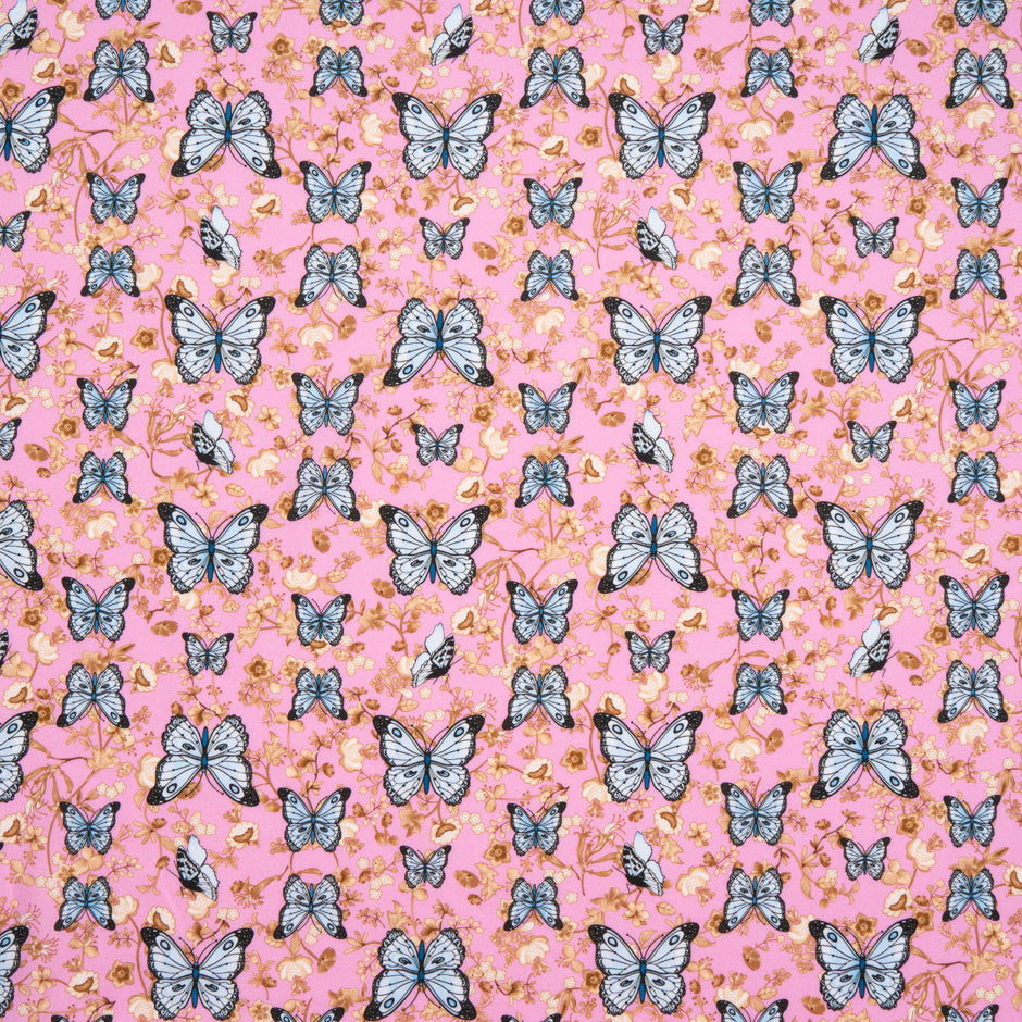 Butterfly & Floral Printed Pink Pure Cotton