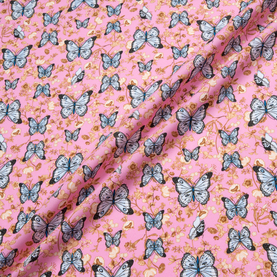 Butterfly & Floral Printed Pink Pure Cotton