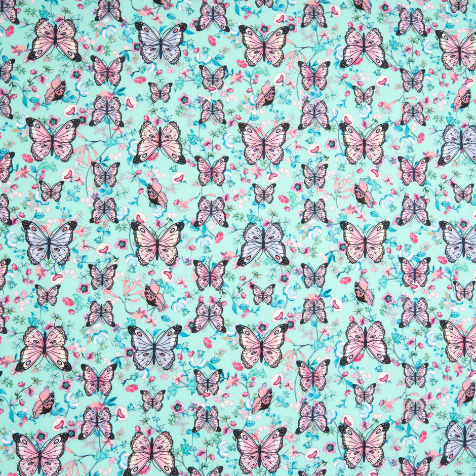 Pink Butterfly & Floral Printed Pure Cotton
