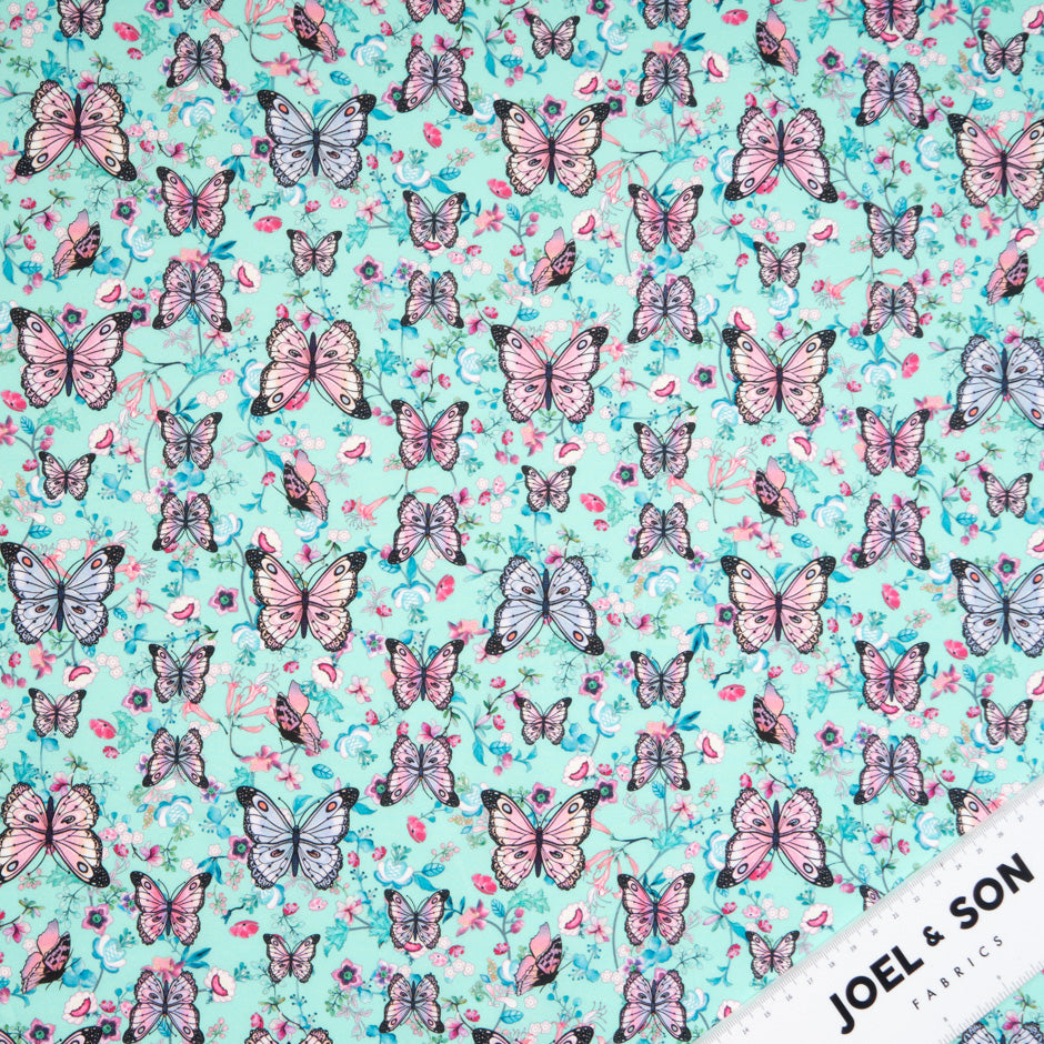 Pink Butterfly & Floral Printed Pure Cotton