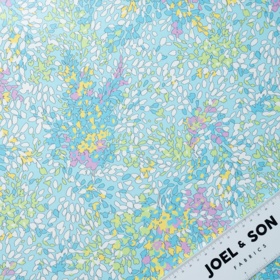 Abstract Leaf  Printed Blue Silk Georgette