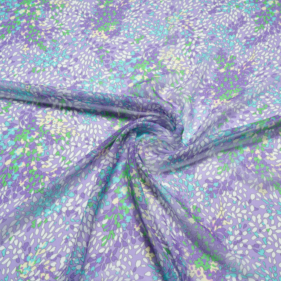 Abstract Leaf Printed Lavender Silk Georgette