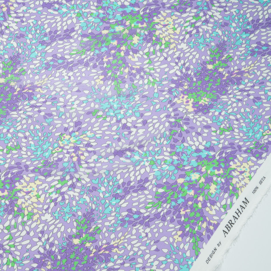 Abstract Leaf Printed Lavender Silk Georgette