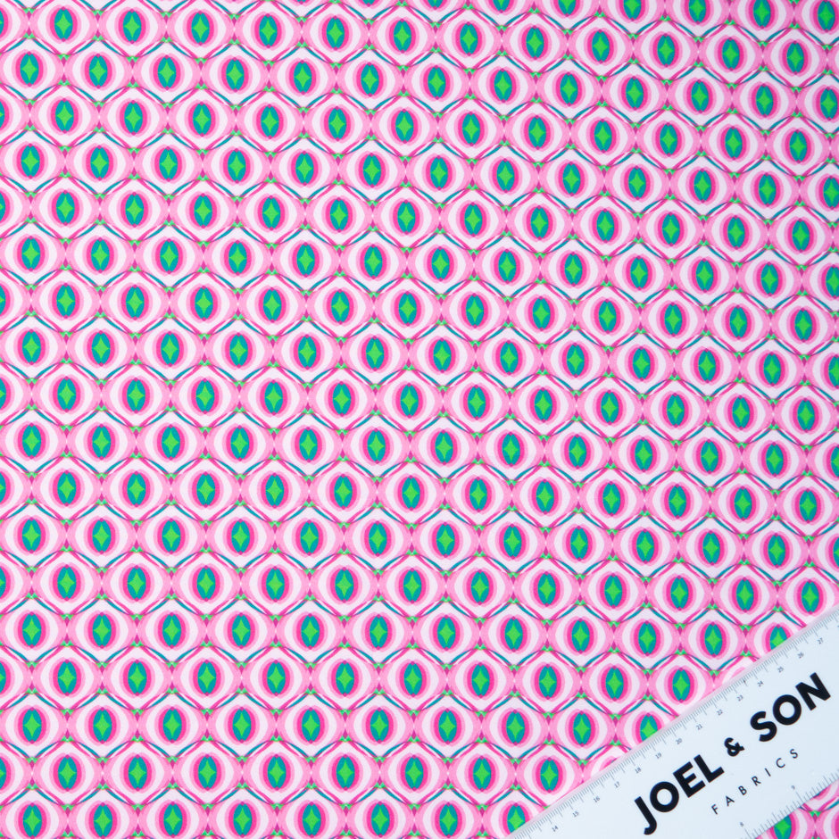 Pink & Green Geometric Printed Pure Cotton