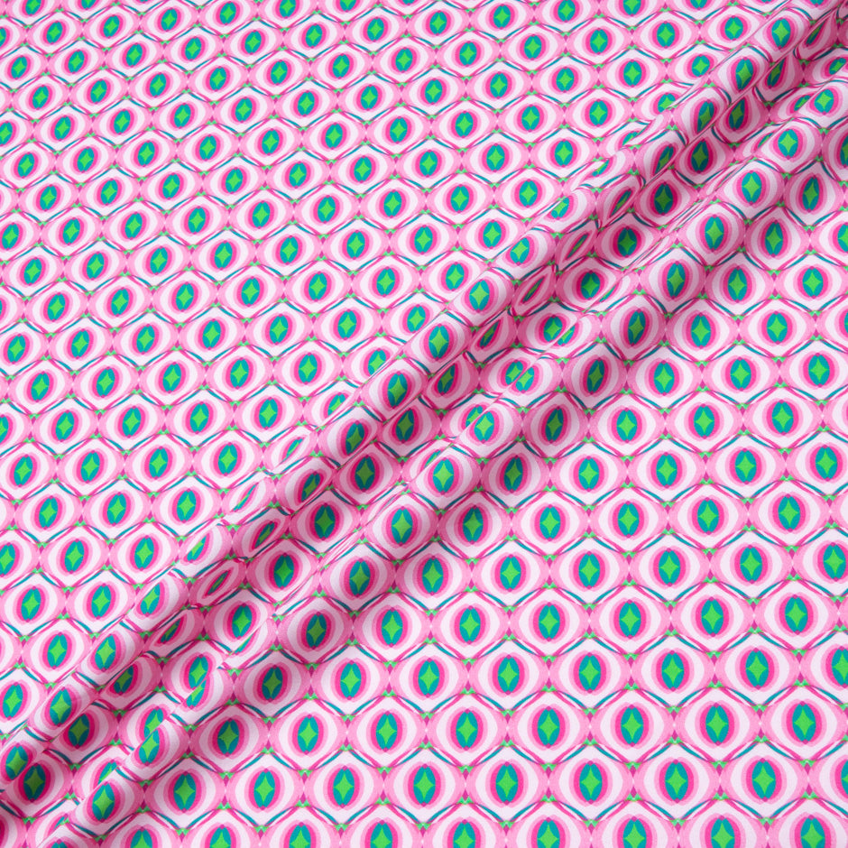 Pink & Green Geometric Printed Pure Cotton
