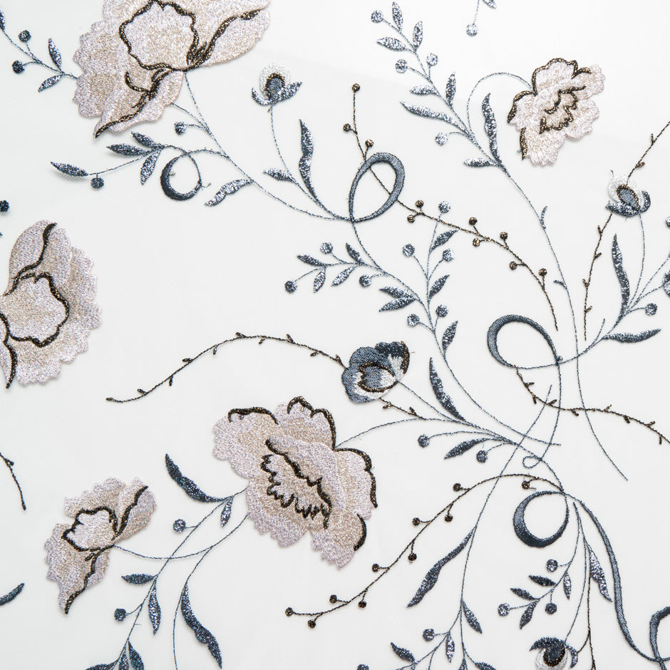 Metallic Floral Embroidered Tulle