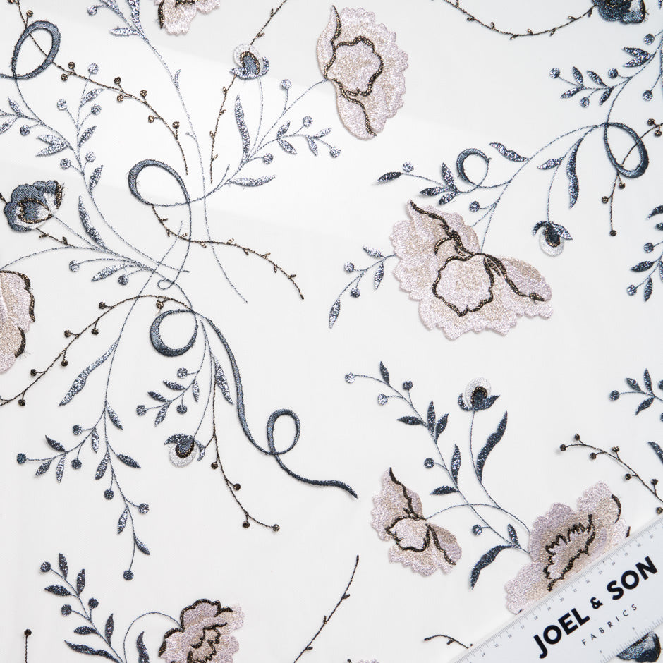 Metallic Floral Embroidered Tulle