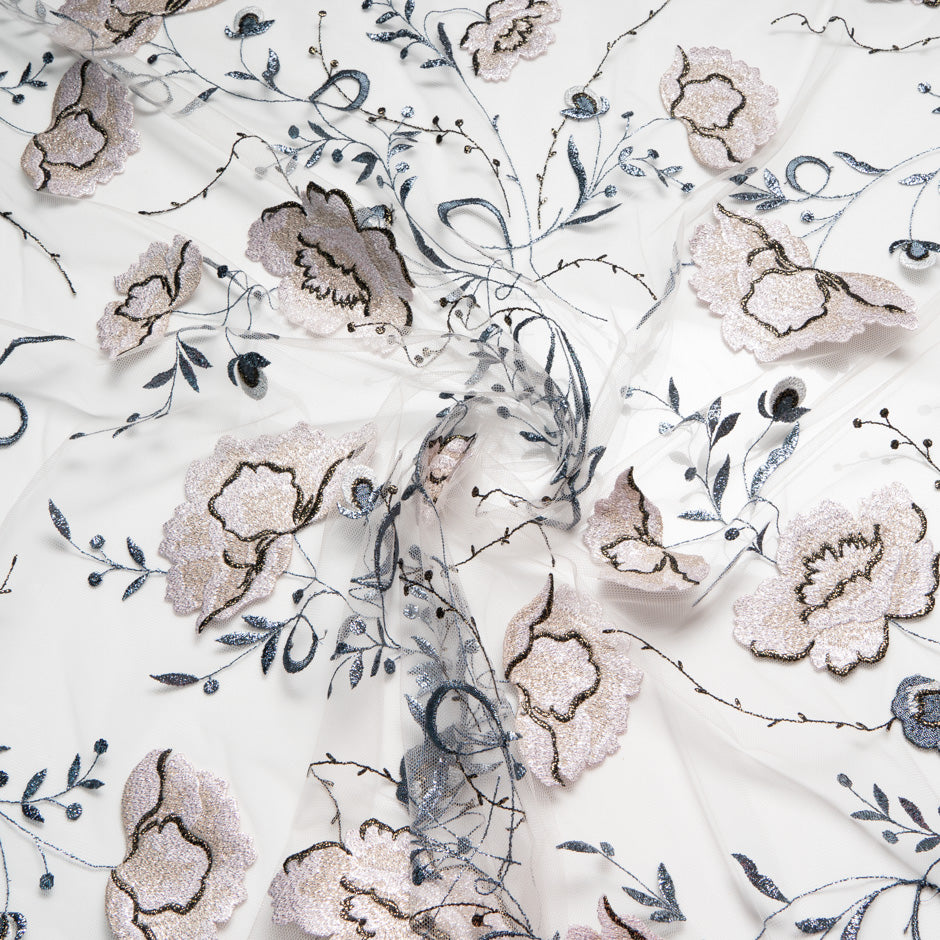 Metallic Floral Embroidered Tulle