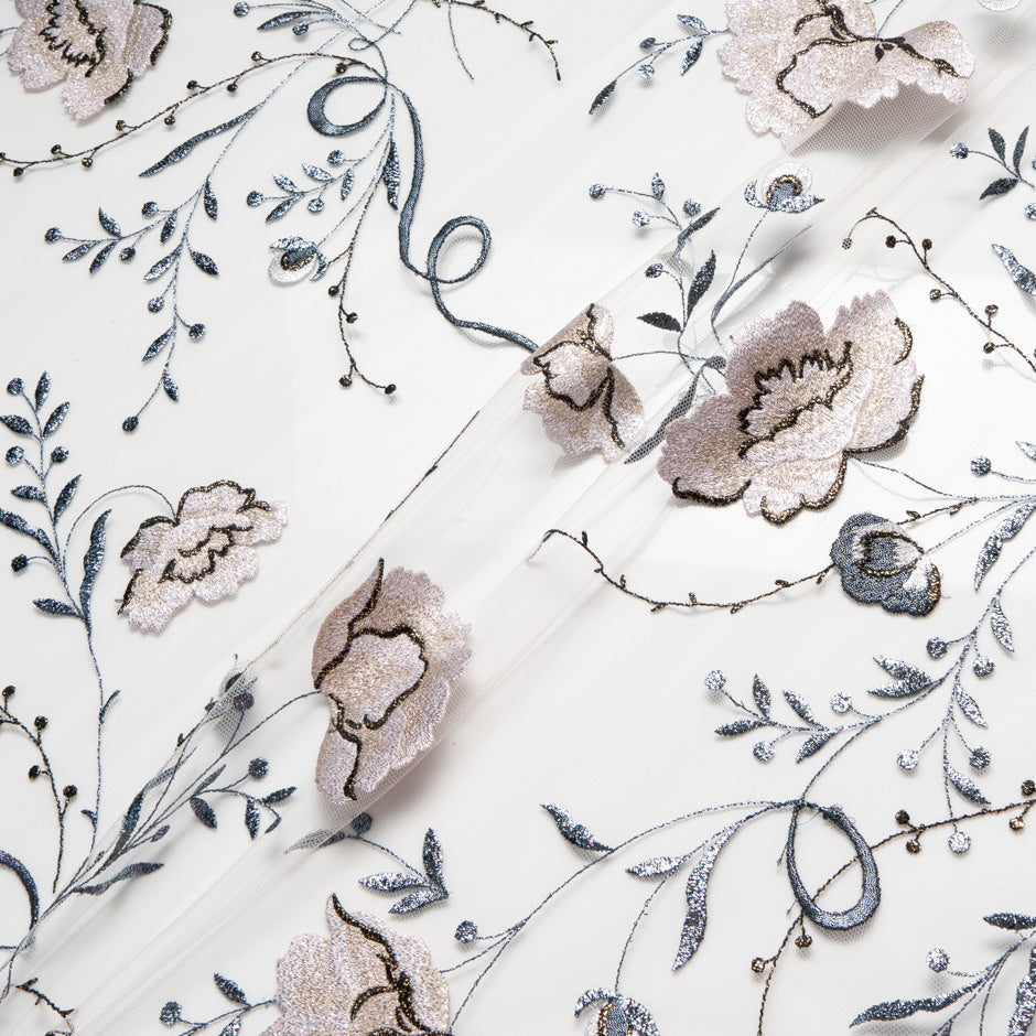 Metallic Floral Embroidered Tulle