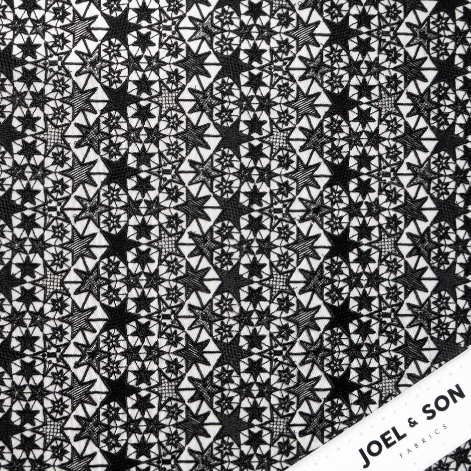 Black Stars Embroidered Tulle