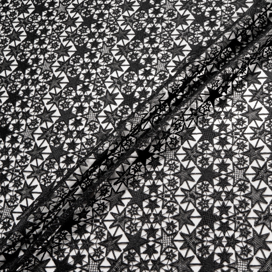 Black Stars Embroidered Tulle