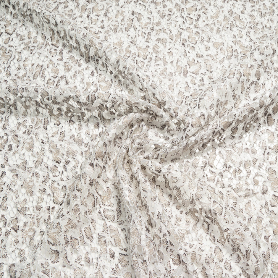Snake Printed Ivory Lace