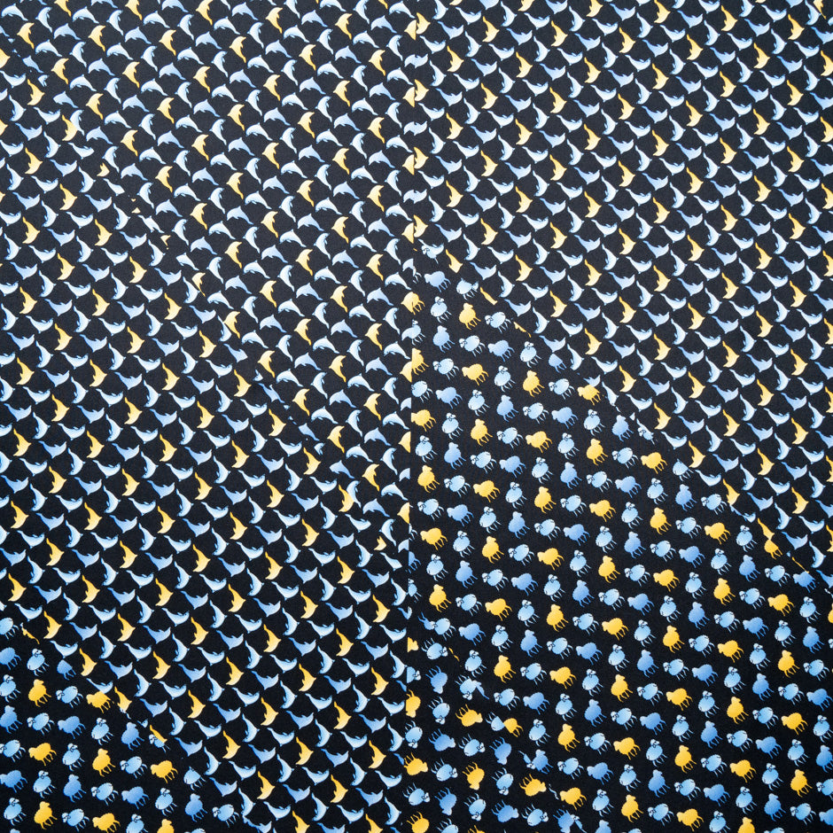 Dolphin & Sheep Printed Silk Tie Set