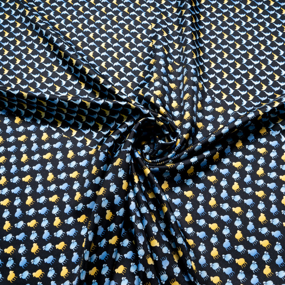 Dolphin & Sheep Printed Silk Tie Set