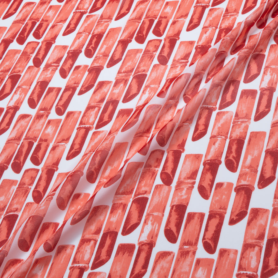 Red Lipstick Printed Pure Silk Georgette