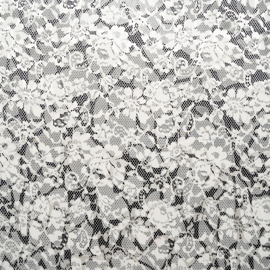 Monochrome Floral Printed Devoré Velvet