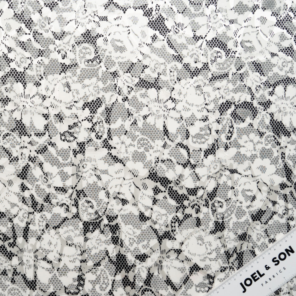 Monochrome Floral Printed Devoré Velvet