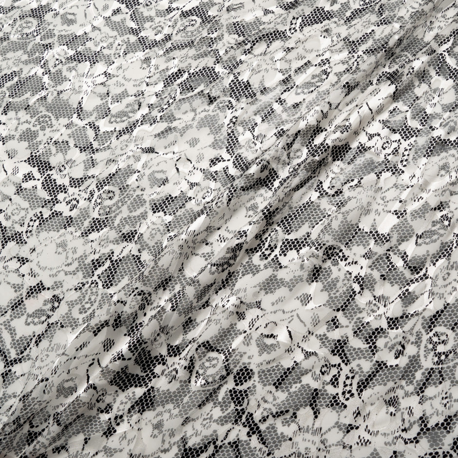 Monochrome Floral Printed Devoré Velvet