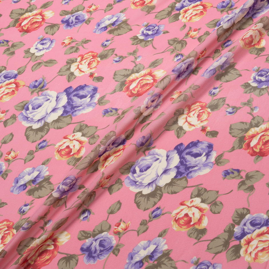 Rose Floral Printed Candy Pink Pure Silk Georgette