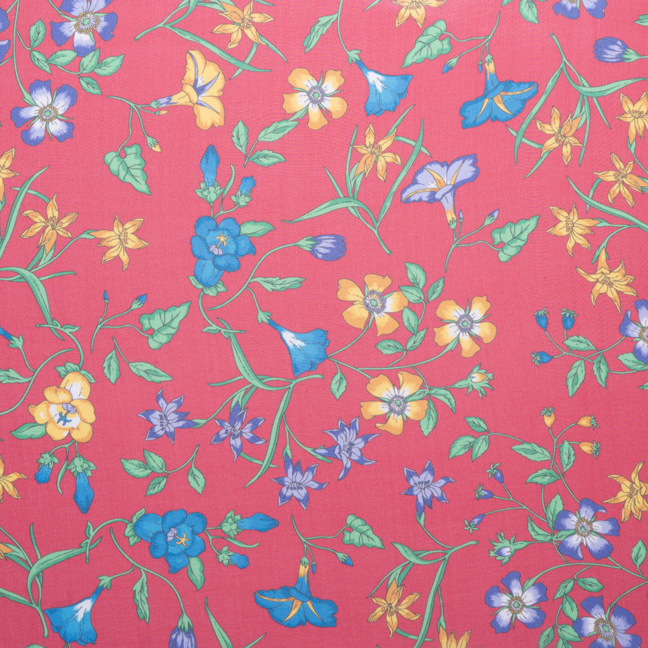 Multi Floral Printed Cherry Pink Silk Georgette