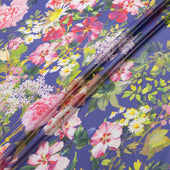 Multi Floral Printed Purple Pure Silk Georgette