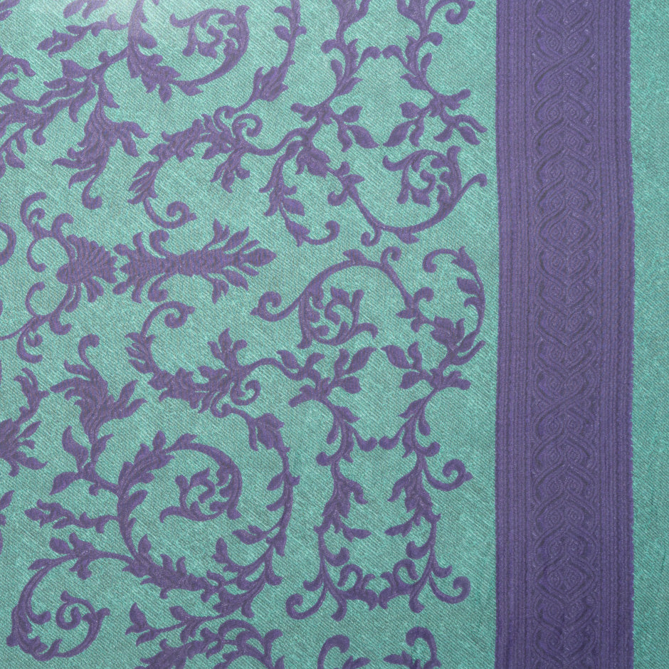 Teal Green & Purple Printed Silk Georgette
