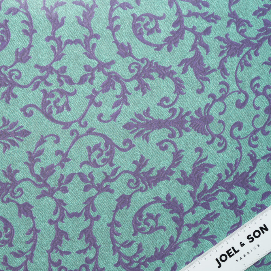 Teal Green & Purple Printed Silk Georgette