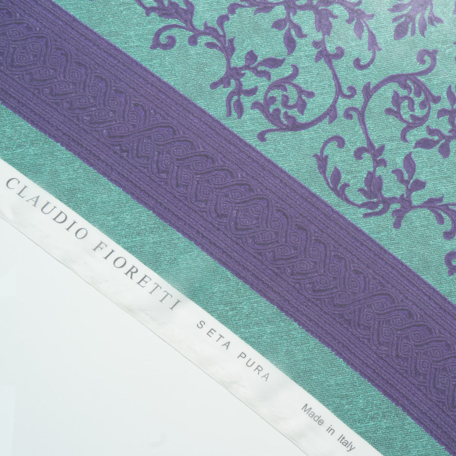 Teal Green & Purple Printed Silk Georgette