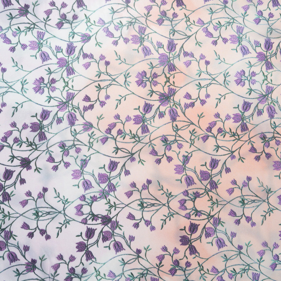 Purple Floral Printed Ombré Pure Silk Georgette