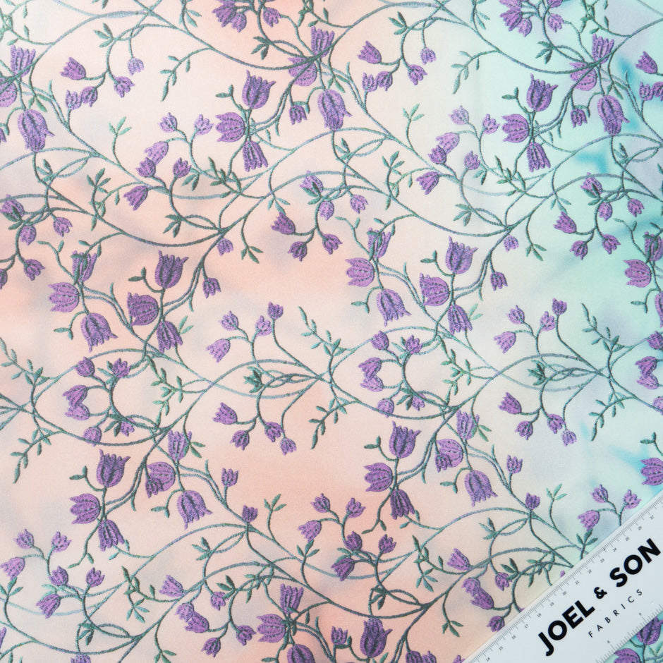 Purple Floral Printed Ombré Pure Silk Georgette