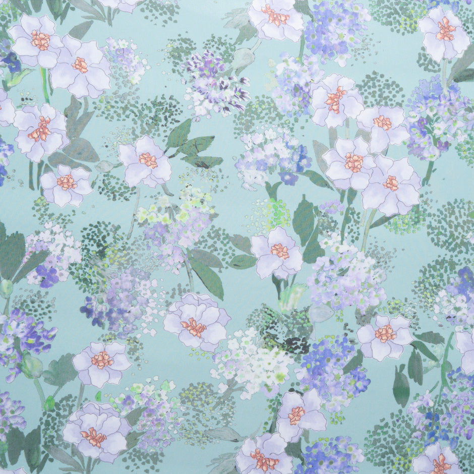 Multi Floral Printed Mint Pure Silk Georgette