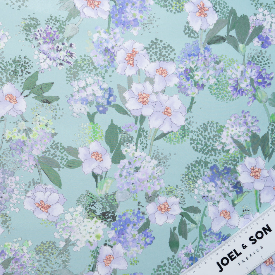 Multi Floral Printed Mint Pure Silk Georgette