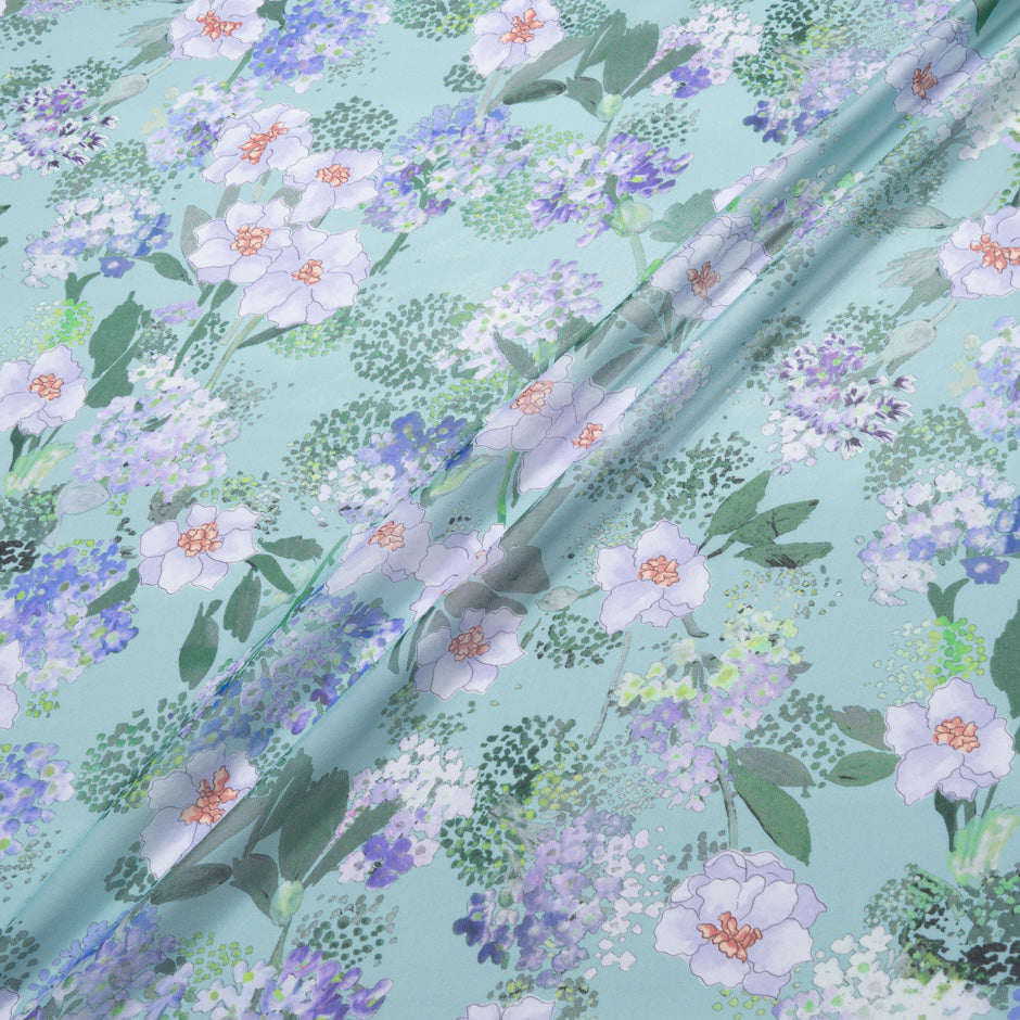 Multi Floral Printed Mint Pure Silk Georgette
