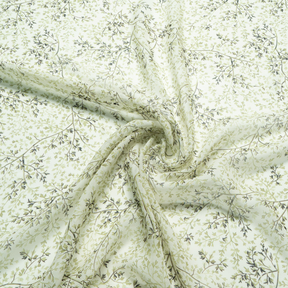 Green Leaf Printed Pure Silk Georgette