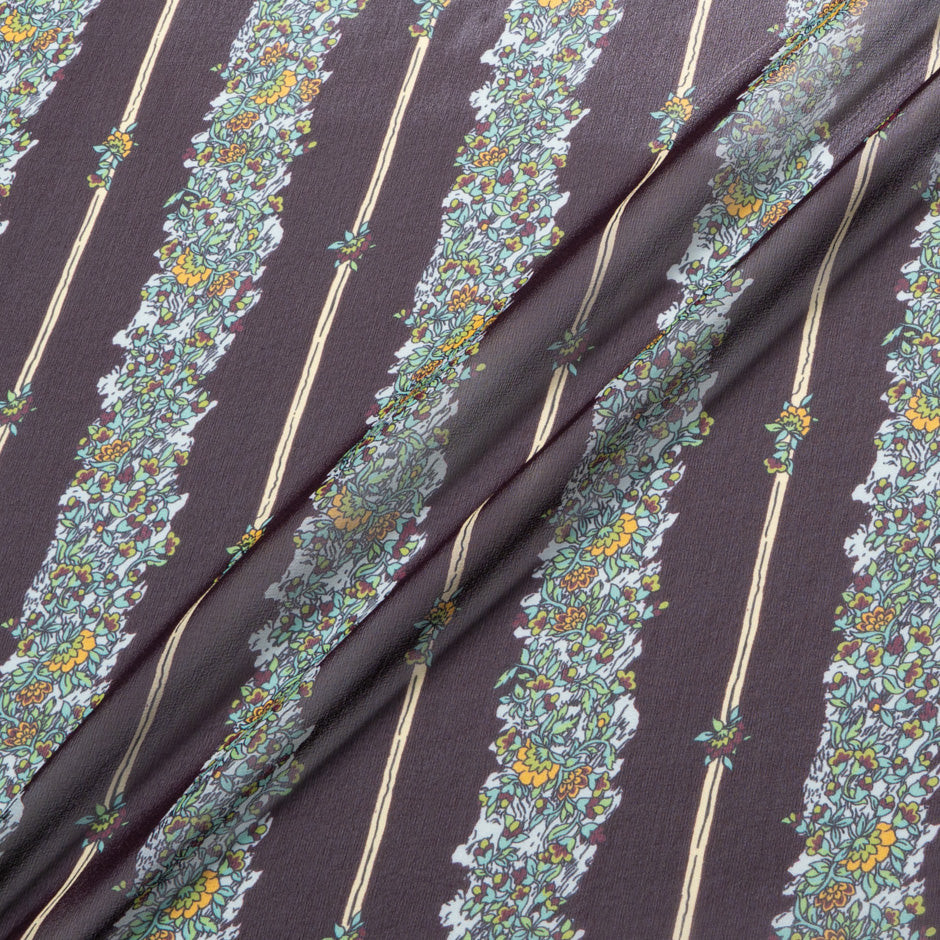 Floral Printed Bordeaux Pure Silk Georgette