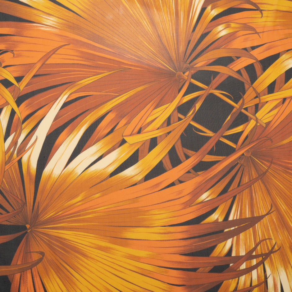 Orange Palm Leaf Printed Silk Georgette