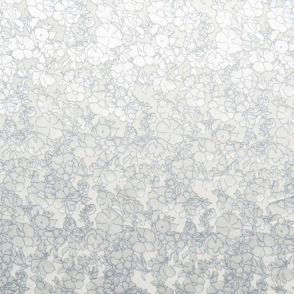 Blue Outlined Floral Burnt Out Georgette