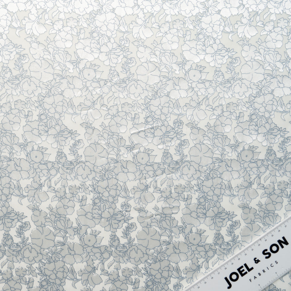 Blue Outlined Floral Burnt Out Georgette