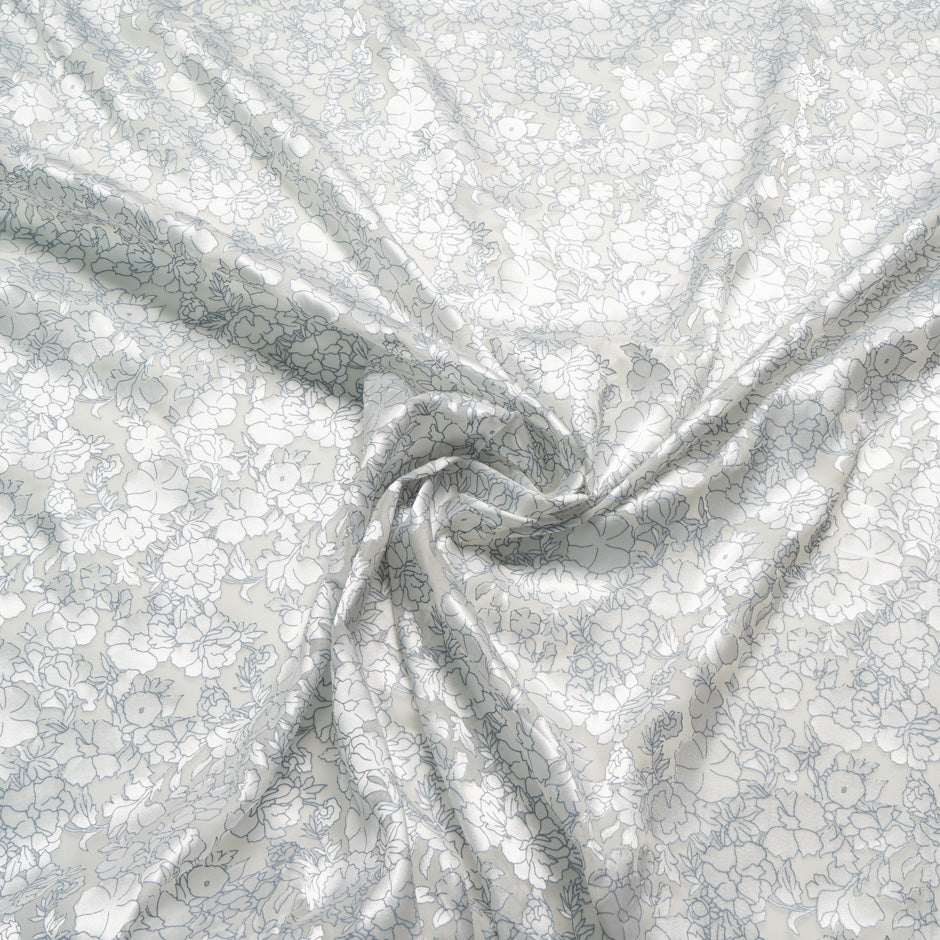 Blue Outlined Floral Burnt Out Georgette