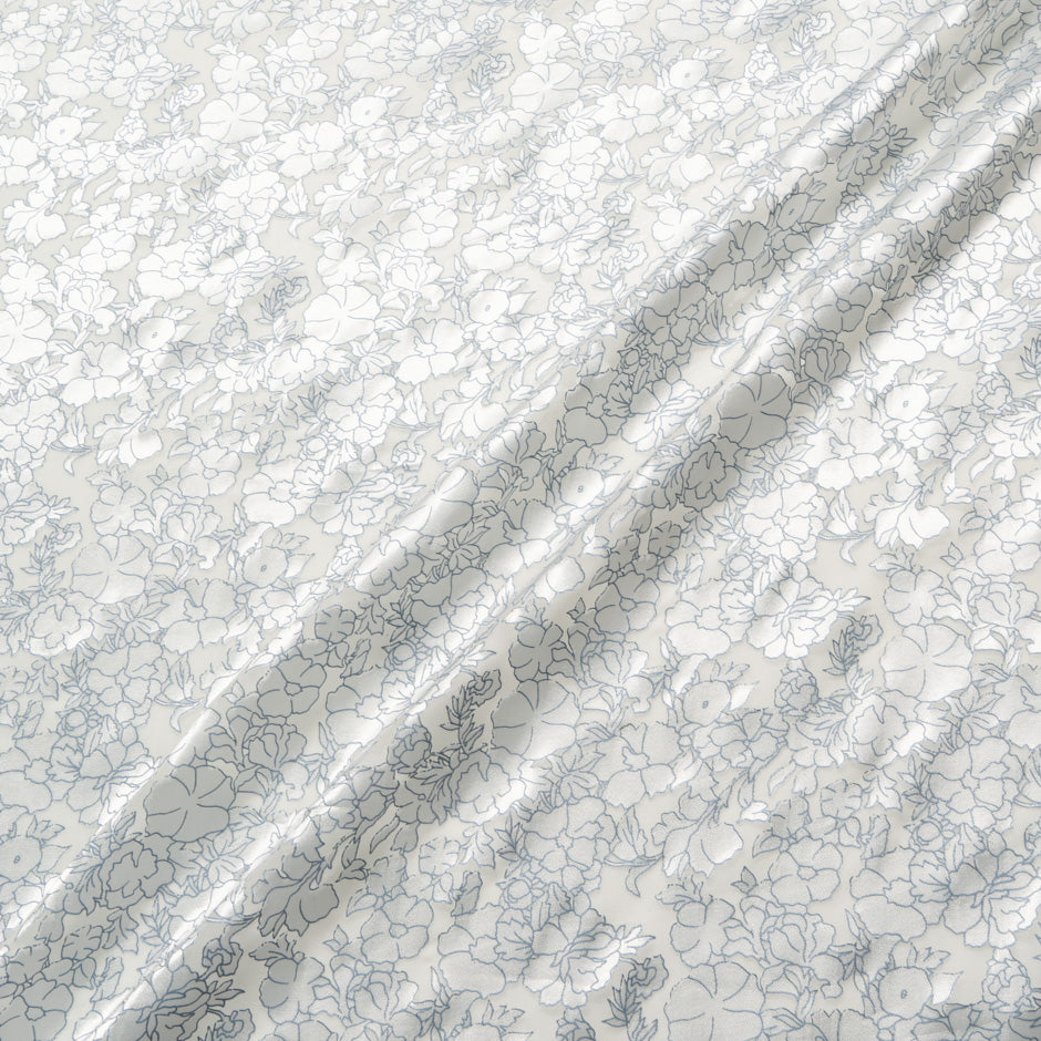 Blue Outlined Floral Burnt Out Georgette